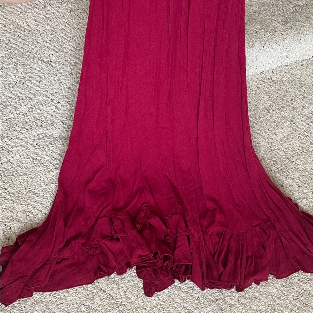 Free People Adella Elegant Maroon Lace Maxi Dress Small - Picture 6 of 16